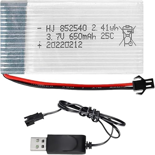 Batería de avión RC de 3.7V 650mAh 25C para FPV UAV Control Remoto Aviones Control Remoto UAV Quadcopter y X5C Control Remoto Avión Drone Batería