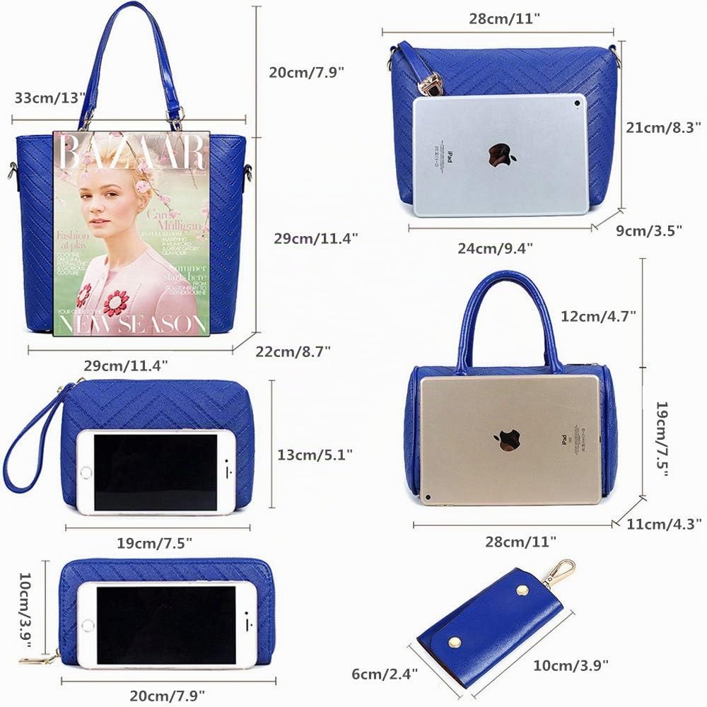 Borsa a Mano per le Donne 6 pezzi Set Borsa a Tracolla Spalla Pelle PUBorsetta Pochette e Clutch Handbag