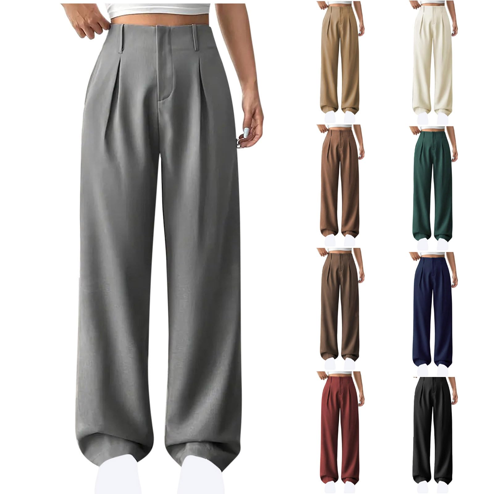 Womens Dress Pants Wide Leg High Waisted Business Work Trousers Loose Fit Office Work Palazzo Pant 2025 Fashion