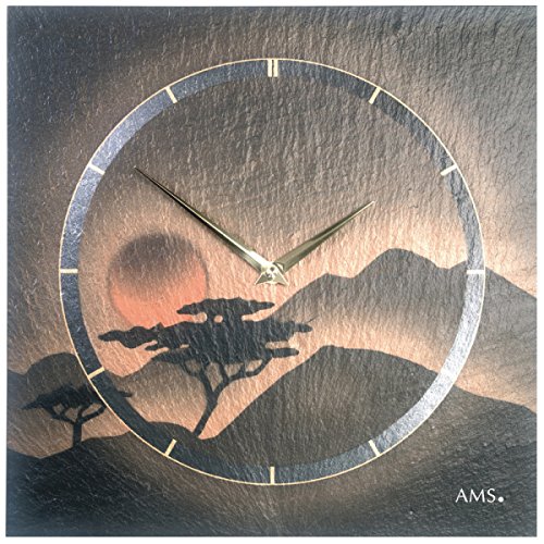 Preisvergleich Produktbild Schieferuhr Quarz Wanduhr AMS 9515