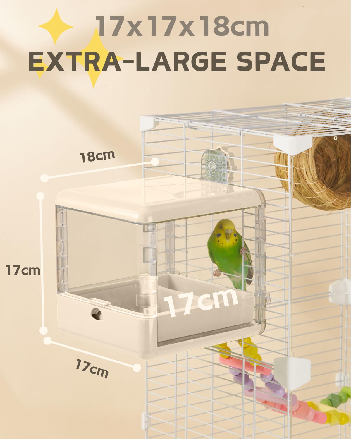 Bird Feeder and Bath for Cage Hanging Bird Bathtub Bath Shower Box Bowl - Image 2