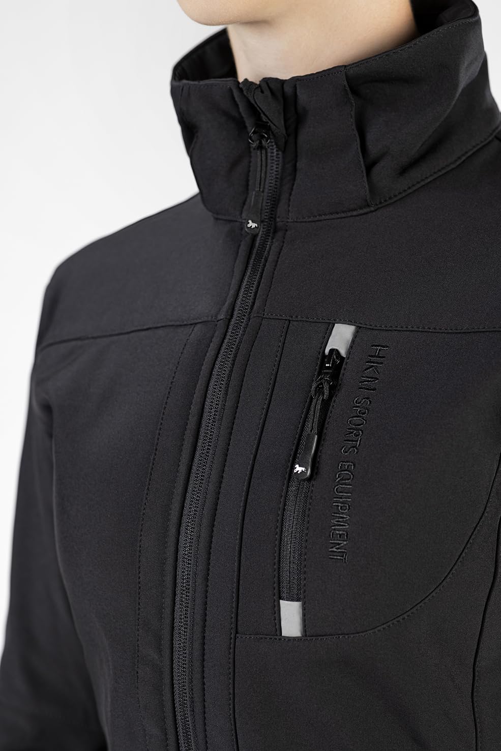HKM 5273 Softshelljacke Sport, Damen Mädchen Jacke Regenjacke Kapuze, Schwarz (Black), 152