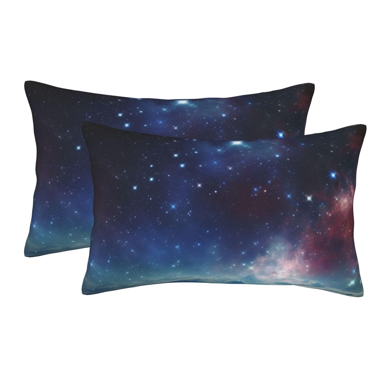 2 Pack Standard Size Pillow Cases for Hair and Skin Soft Breathable Pillow Case Covers with Hidden Zipper Night Sky Outer Space Pillowcase 16"x24" Pillow Cover for Sleeping Gift
