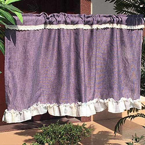 Media cortina de lino para ventana de cocina o cafetería de 140x40 cm 2