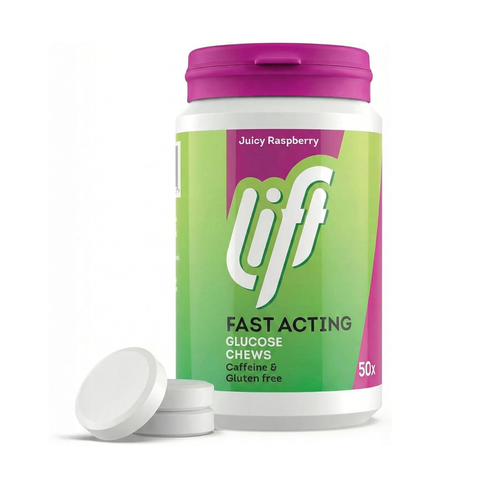 Lift Fast-Acting Glucose Tablets, Raspberry, 50 Count, 6 Pack