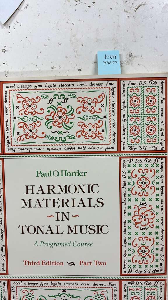Harmonic Materials in Tonal Music: A Programed Course, Part I