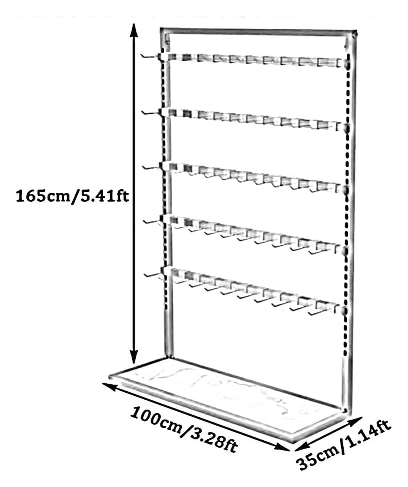 5-stöckiges Präsentationsregal Aus Metall for Unterwäsche, Bodenstehender Aufbewahrungshalter Aus Eisen for Slipper-Telefonhüllen(Gold,100x35x165cm)