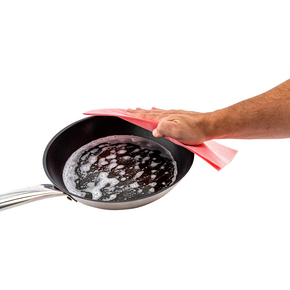 Restaurantware RW Clean - Paños de limpieza reutilizables de 23.6 x 11.8 pulgadas, 100 toallitas multiusos, lavables a máquina, paños desechables de viscosa roja, precortados, rectangulares