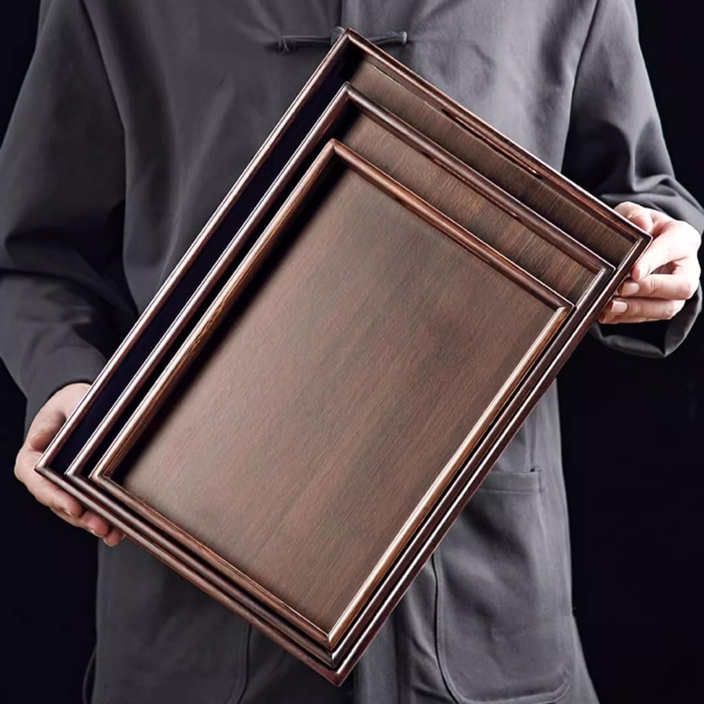 Bandejas Servir Comida Bandeja de té Rectangular Estilo Chino for el hogar, Bandeja Fruta cocida en Estufa, Comida for Servicio cafetería y Restaurante Mesa Cama | B