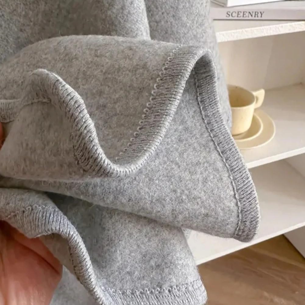 Generisch Mantello da donna in pile in tinta unita, elegante poncho lavorato a maglia con parte anteriore aperta, morbido poncho con passante, per autunno e inverno