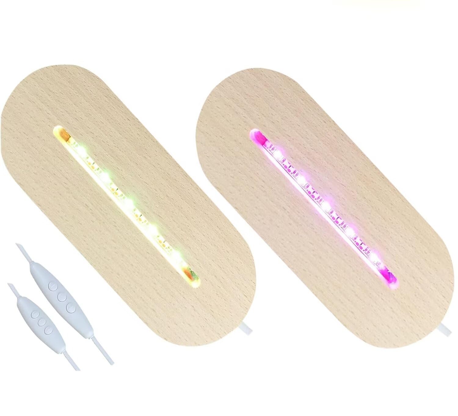 HOLZ LED LEUCHTSOCKEL Display Beleuchtete Sockellampe Für Crystals EUR