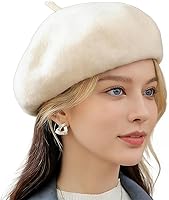 CLeemuziN Women's Classic French Beret Hat - Warm Wool Blend Painter Artist Beanie for Fall Winter