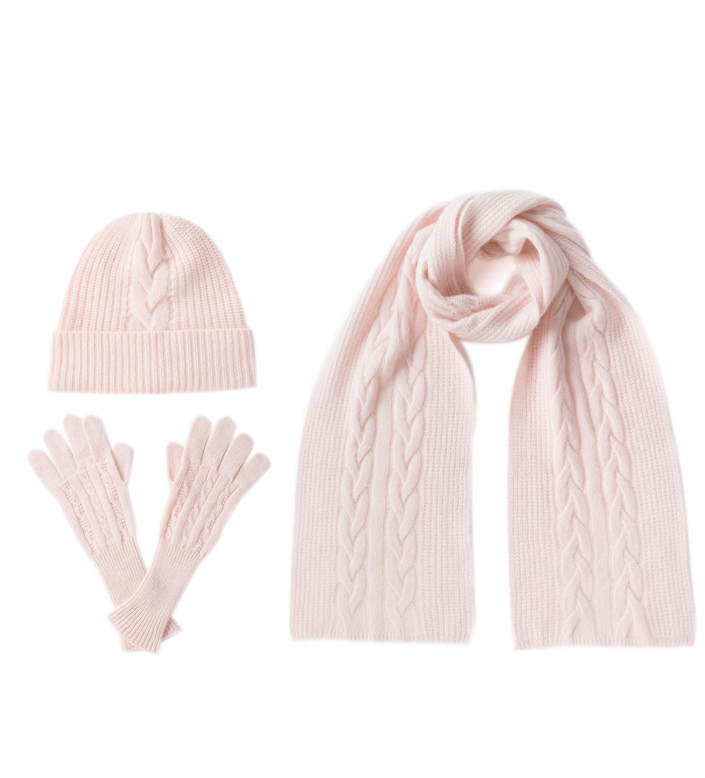 Villandwomens Piece 100 Pure Cashmere Scarf Hat And Gloves