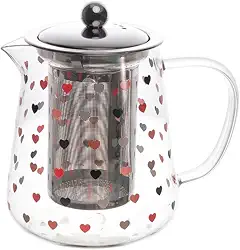 LYOR - Chaleira de Vidro Borossilicato com Filtro de Aço Inox Love 750ml