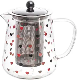 LYOR - Chaleira de Vidro Borossilicato com Filtro de Aço Inox Love 750ml