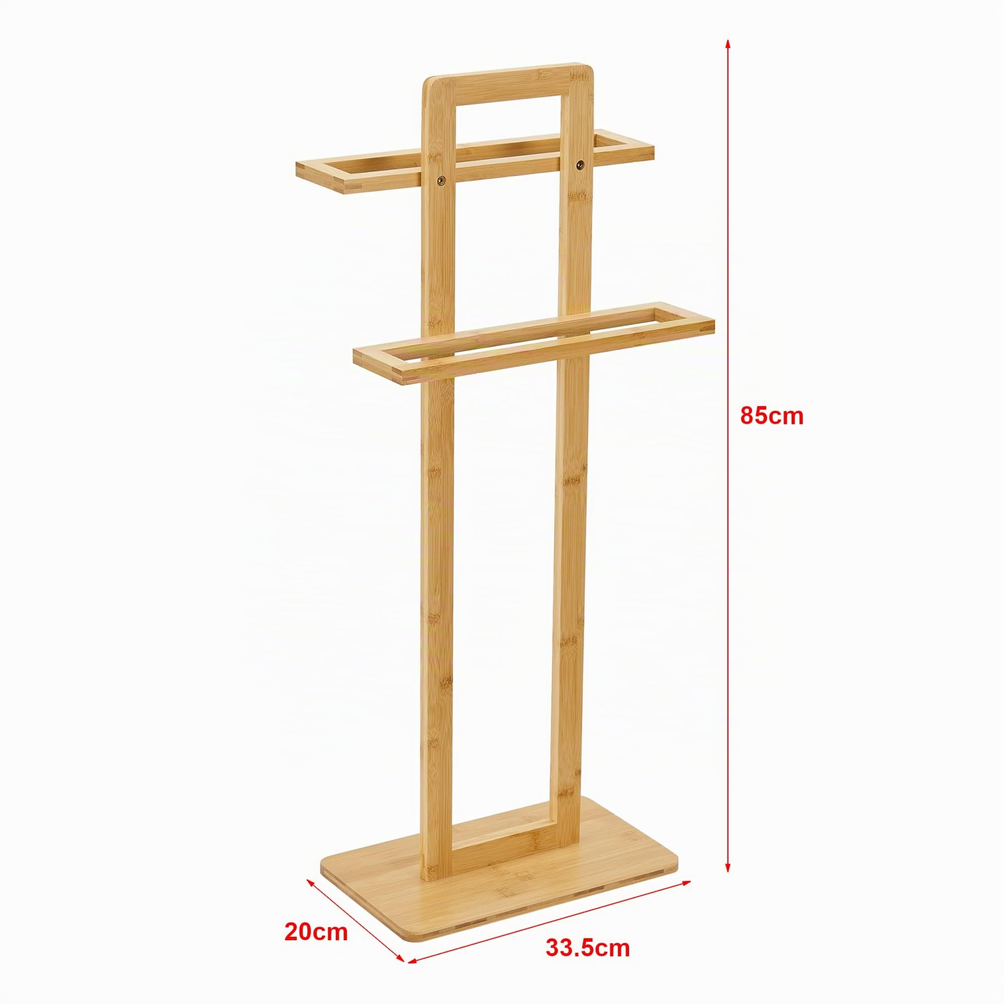 [en.casa] Toallero de Pie Soporte para 2 Toallas Paño de Cocina Resistente Evitar los Malos Olores Bambú 85 x 34 x 20 cm Color Natural