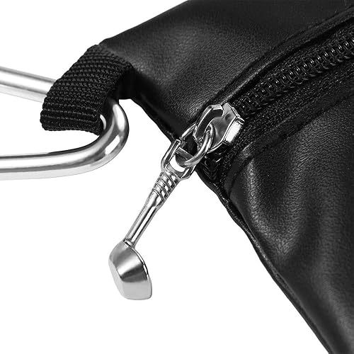 Miniatura 7 de Bolsa para camiseta de golf, soporte de cuero para pelotas de golf, bolsa de almacenamiento con cremallera de poliuretano, bolsillo con clip de