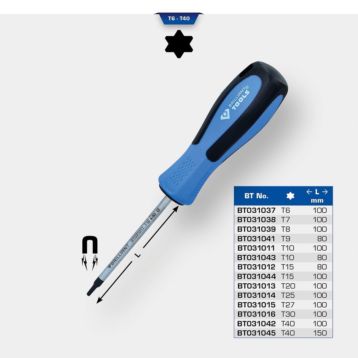 BRILLIANT TOOLS BT031013 Giravite TORX, T20 x 100 mm [Powered by KS TOOLS]