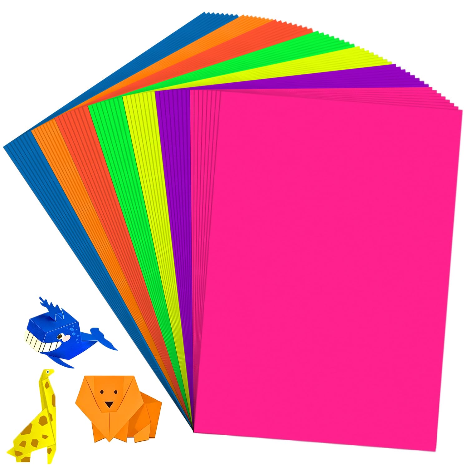 Cartoncino A4 250 g/m² Neon 56 fogli Set 7 colori per ritagli