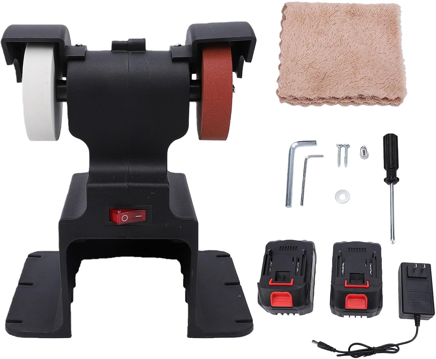 Garosa Mini Bench Grinder Cordless 200W 7000rpm with 2Pcs 4000mAh Li Battery for Grinding Polishing Metal Wood Tools