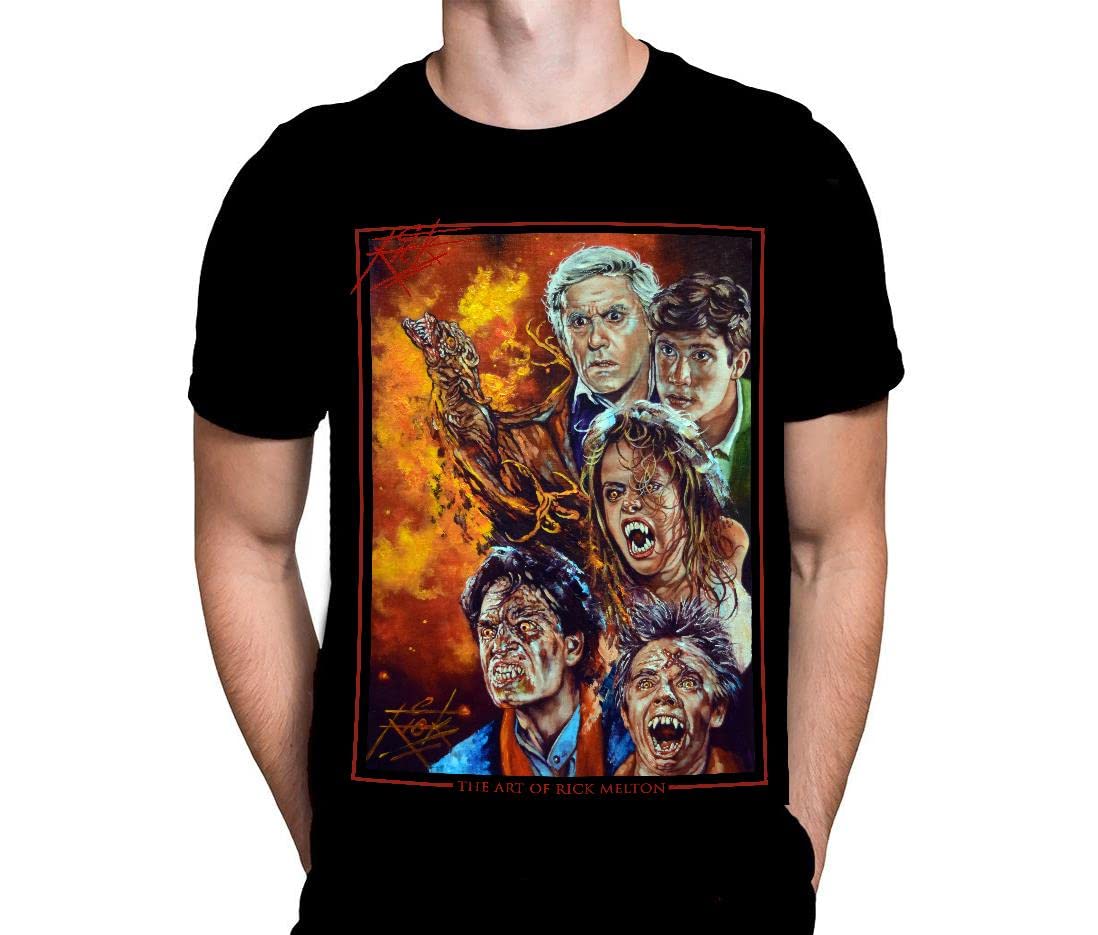 Fright Night Mens Tshirt Halloween Gothic Horror Print, Black Graphic T-Shirt, Rick Melton Movie Poster Tee