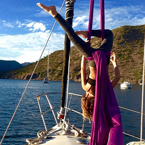 F.Life Aerial Silks Standard Kit Pilates Yoga Flying Swing Aerial Yoga Hammock Silk Fabric for Yoga (10 Yards of Fabric) (Purple)