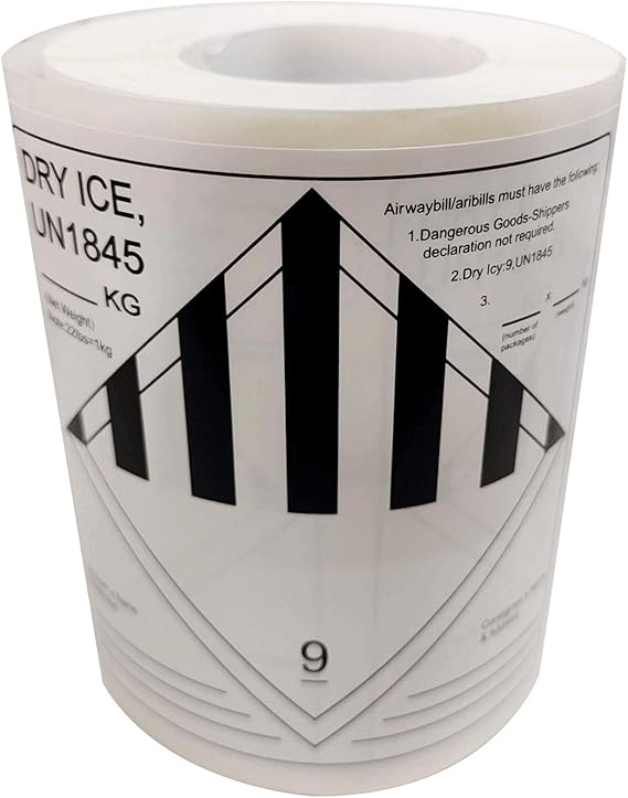 Dry Ice Shipping Stickers Hazard Class 9 Labels 4" x 4" 250 UN1845