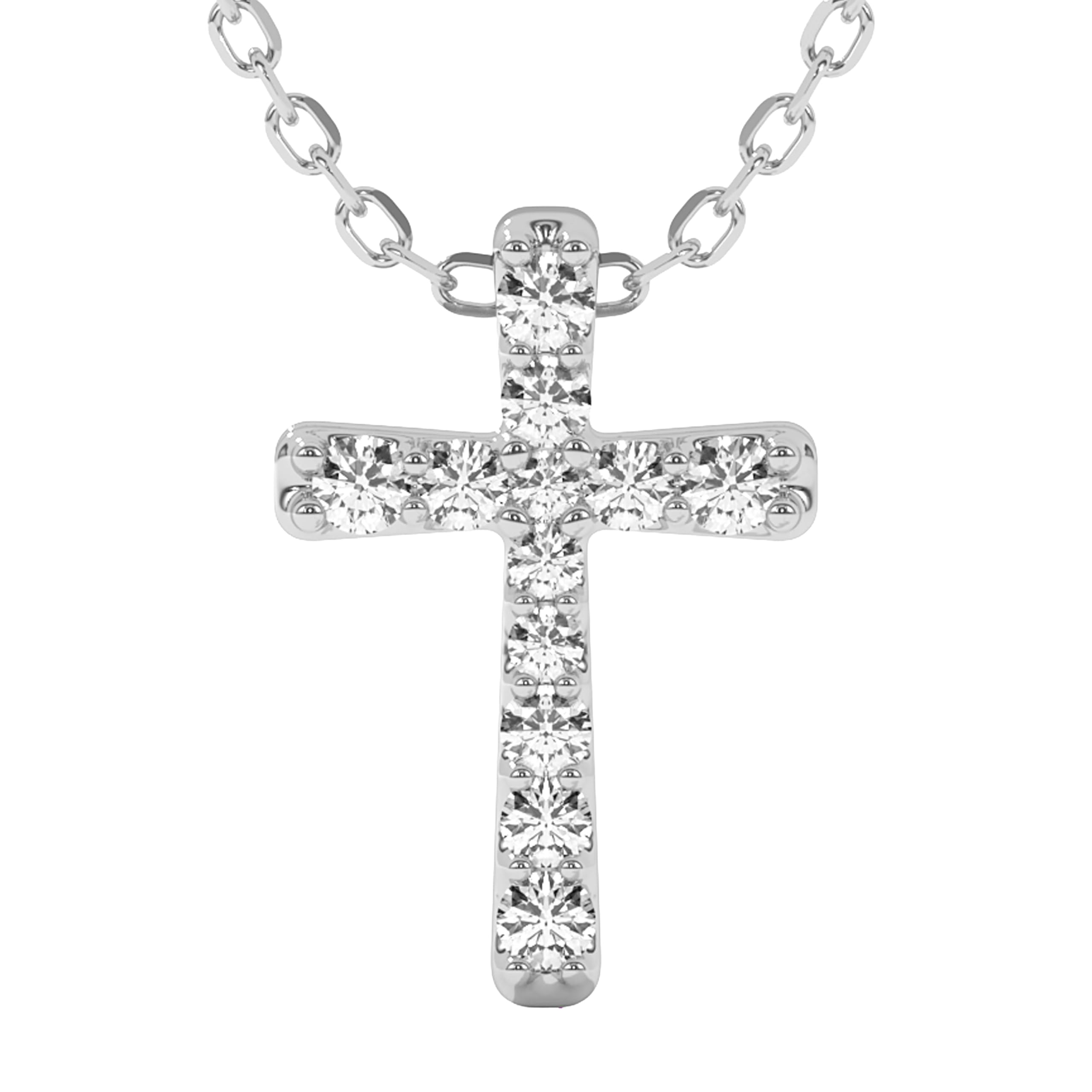 Small Diamond Cross Necklace for Women, 1/20 Carat Lab Grown Diamond Necklace Pendant, Dainty 925 Sterling Silver Chain, Hypoallergenic Sterling