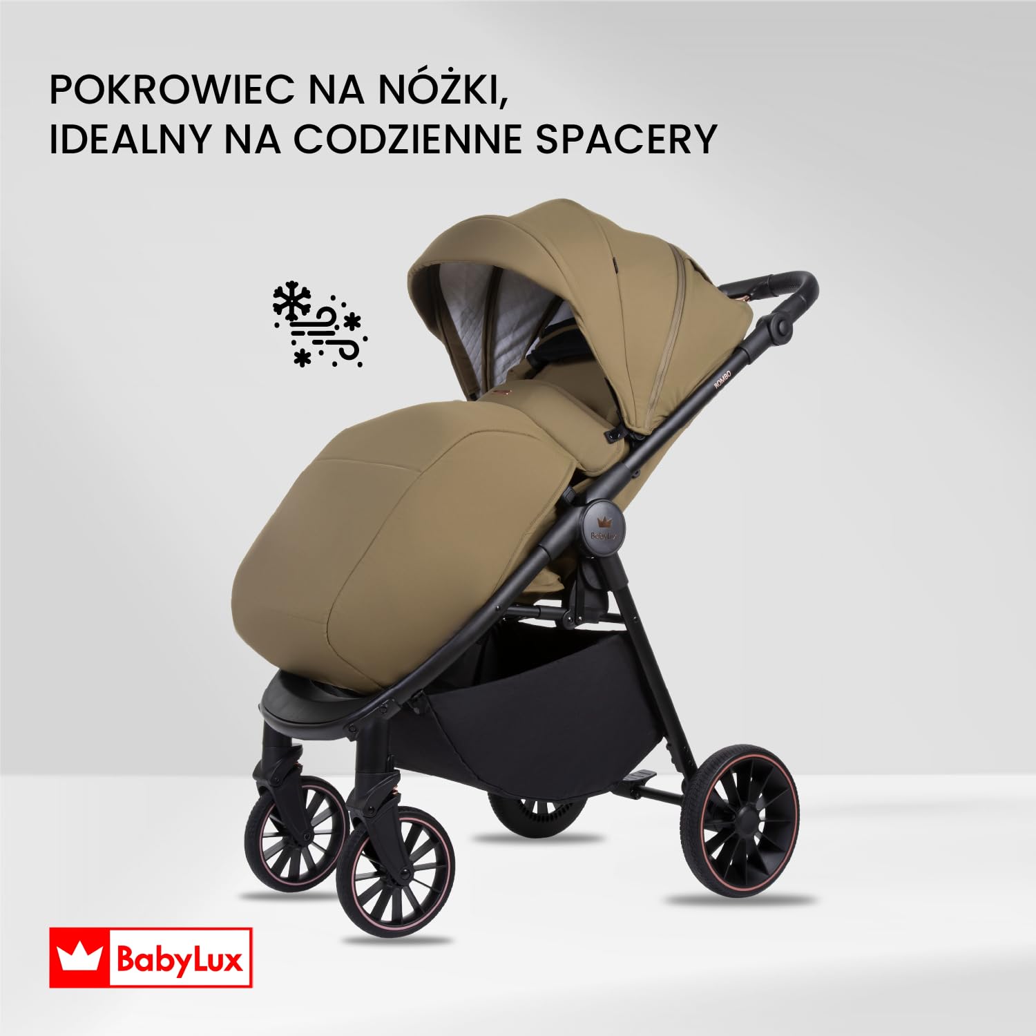 Lekki Wózek Spacerowy BabyLux ROMBO, Składany z Amortyzacją, Kolor: Olive