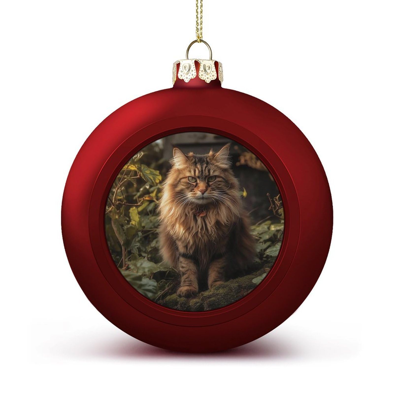 Cat Sitting in Bush Christmas Balls Ornaments for Xmas Christmas Tree 1.6" Hanging Shatterproof Xmas Balls Hanging Decor Pendants for Holiday Party Outdoor Indoor DIY Craft Supplies