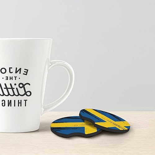 Miniatura 3 de Suecia Suecia Suecia Bandera Sueca Arte Abstracto Portavasos Universal a prueba de derrames Antideslizantes Soporte de Copa Insertos para Todos los