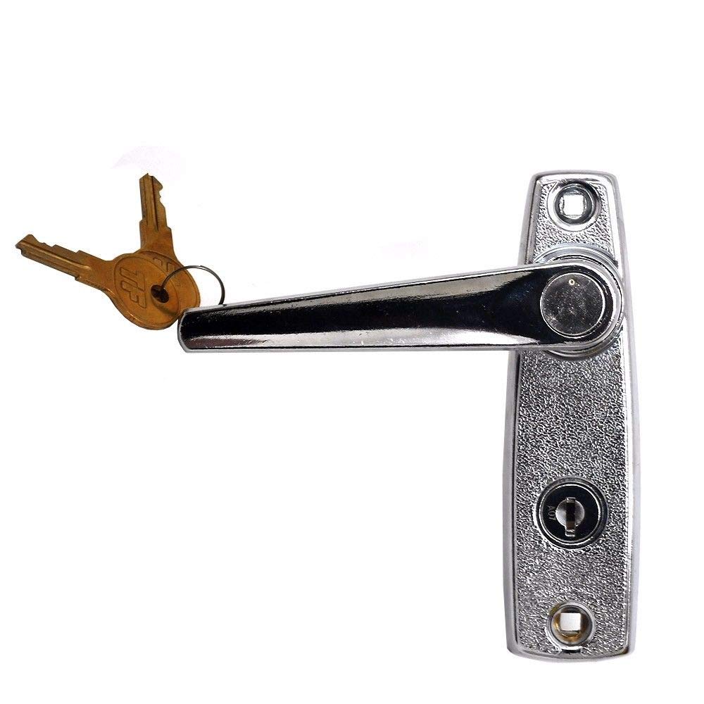 Image of the Unbranded Garage Door Exterior Side Lock L-Handle with Keys, showing the handle, lock cylinder, and a key.