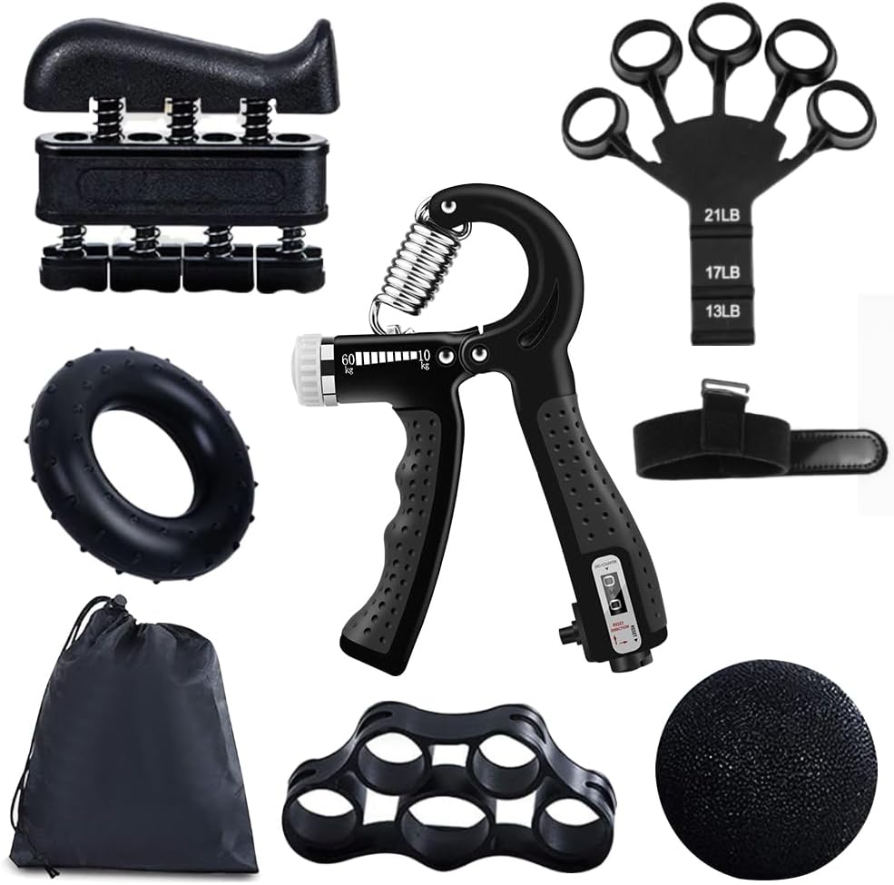 G SUCITY Hand Grip Strengthener Trainer Kit - Hand Strengthener & Grip Strength Kit - Forearm Grip Adjustable Resistance - Finger Stretcher, Hand Gripper, Finger Exerciser for Men/Women