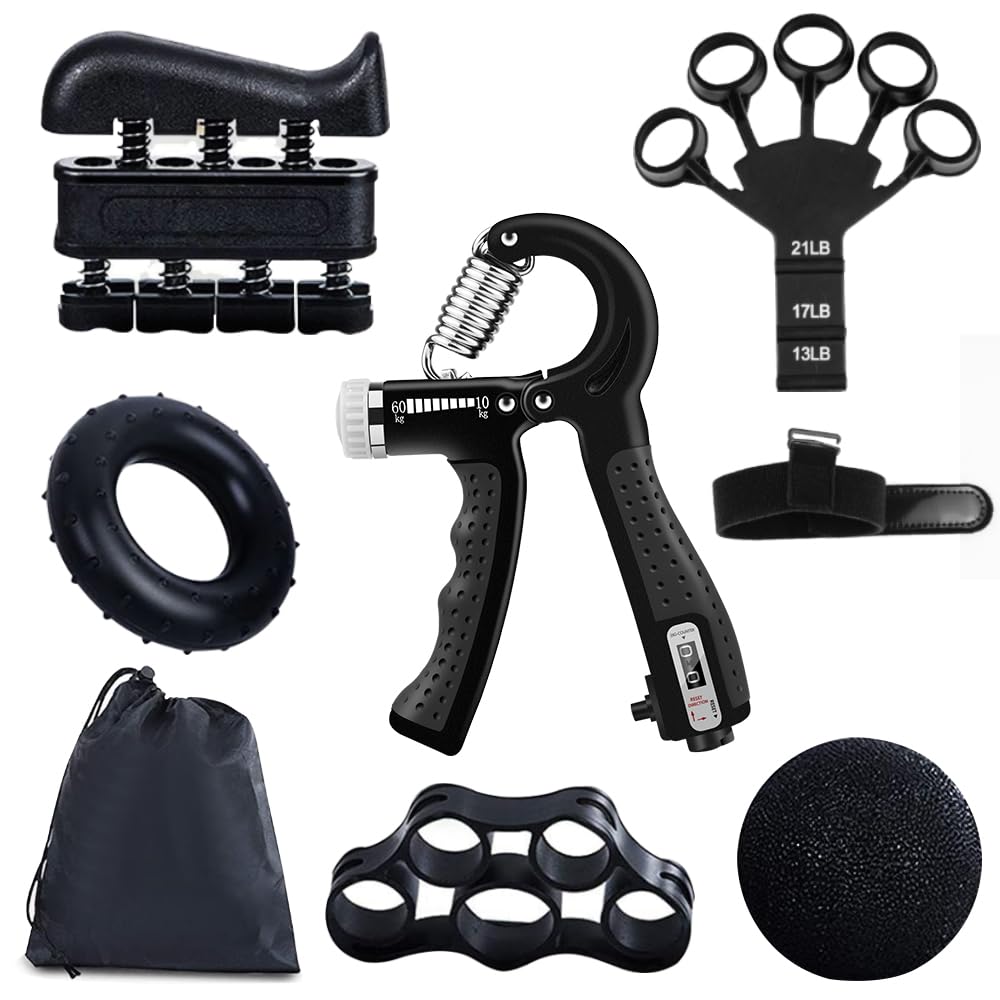 G SUCITY Hand Grip Strengthener Trainer Kit - Hand Strengthener & Grip Strength Kit - Forearm Grip Adjustable Resistance - Finger Stretcher, Hand Gripper, Finger Exerciser for Men/Women