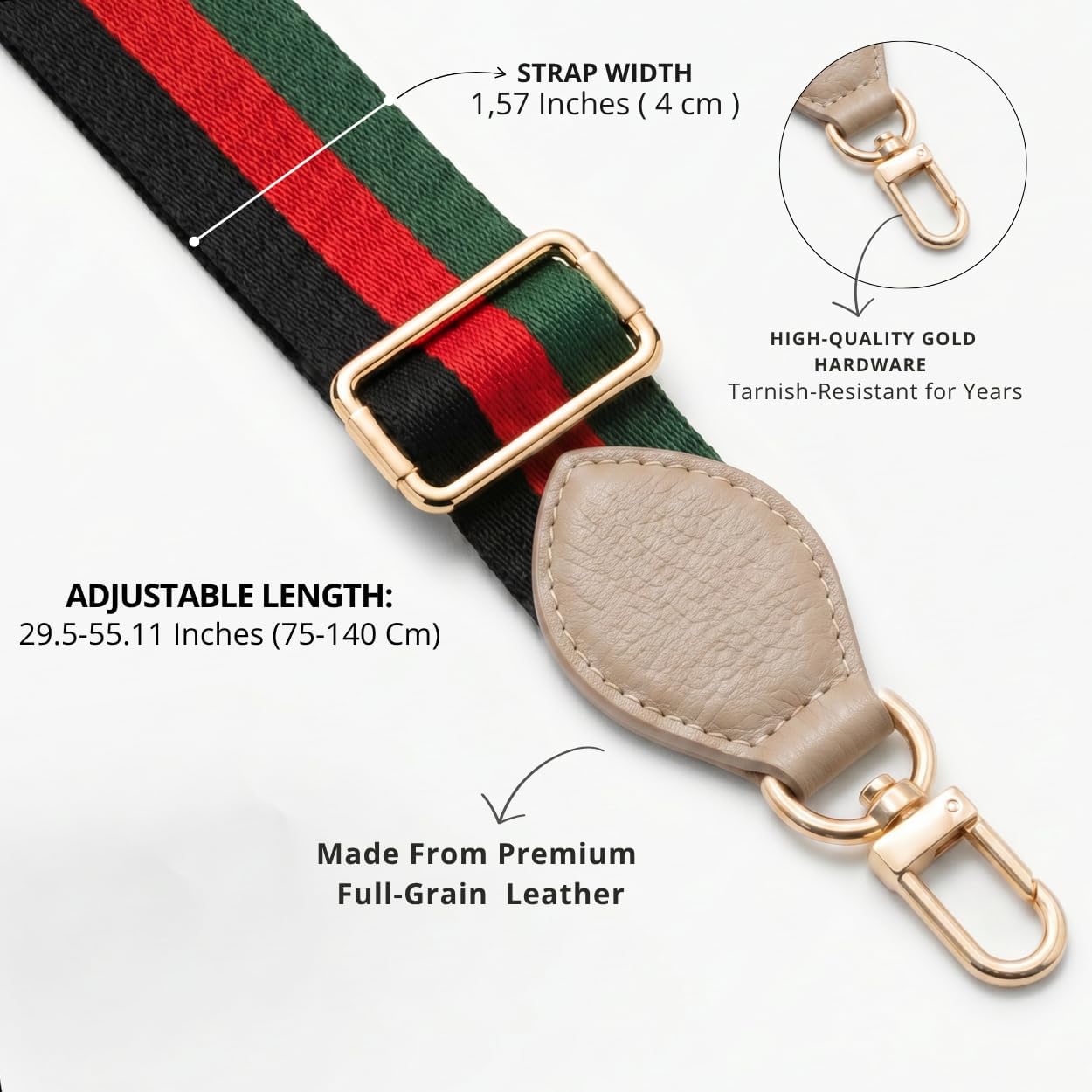 Wide Purse Strap Crossbody Replacement Strap for Handbags Adjustable Brown Leather Purse Strap image 3