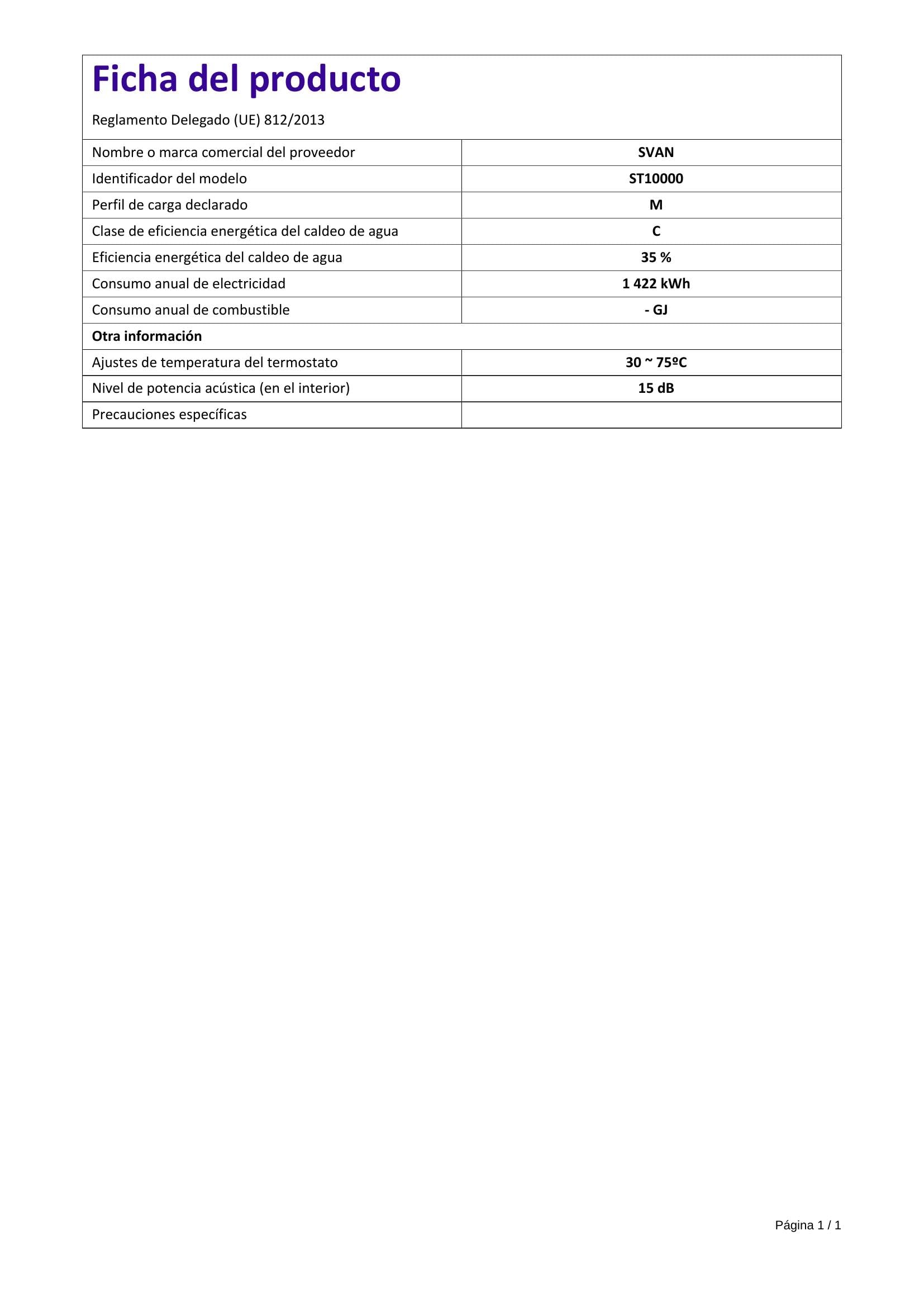 Svan Termo Eléctrico Vertical 92 Litros ST10000. Instalación Vertical, 1500W, Incluye Kit de Montaje, Resistencia de Acero inoxidable, Blanco, Eficiencia Energética Clase C