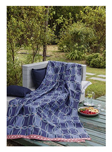 Tagesdecke Bettüberwurf »Cameo« der Marke Zucchi modernes Retro-Muster in Blau Göße V3: 180 x 270 cm in 100prozent Baumwolle