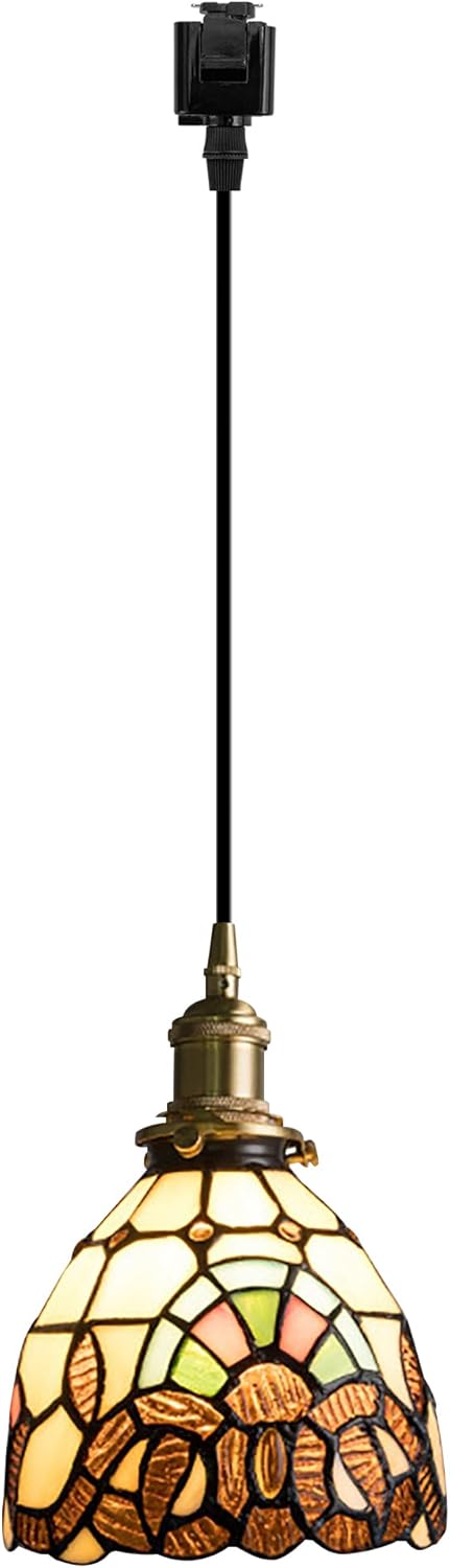 Kiven J-Type Track Lighting Pendants,Modern J Track Pendant Lights with Glass Lampshade,Decorative Track Lighting Fixture for Kitchen Hallway Restaurant Shop,TB3238-C