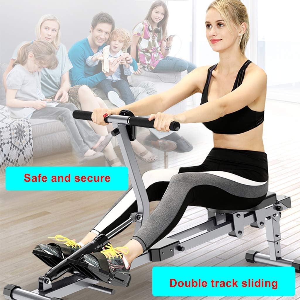 Foldable Rowing Machines Rowing Machine for Home Use Foldable Adjustable Resistance Rowing Machine with LCD Display Fitness Cardio Workout Weight Loss Rower Silver Gray