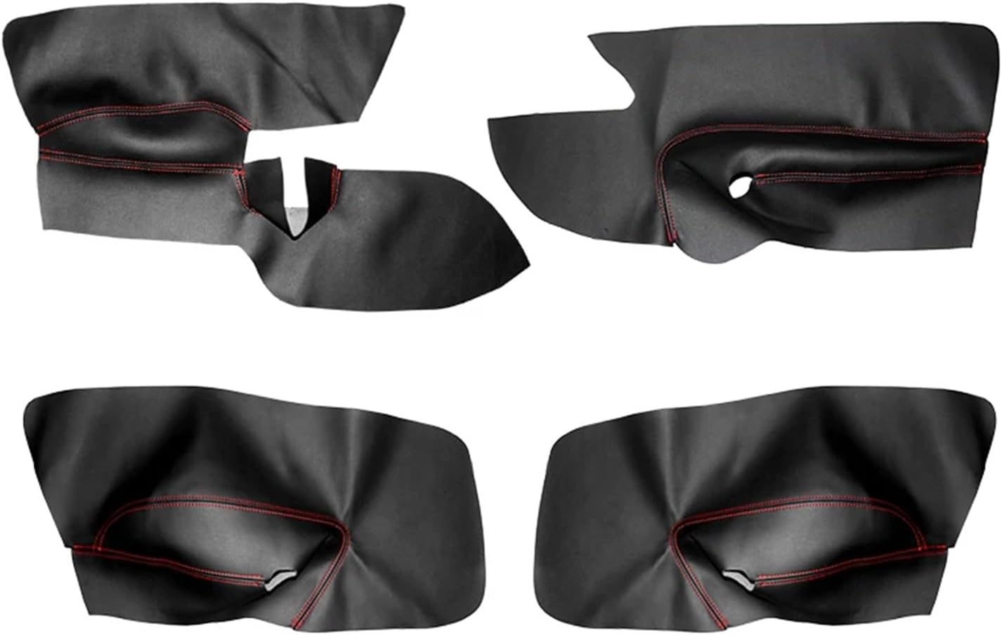 Left Hand Drive Microfiber Leather Door Panel Cover Compatible For VW Golf 5 Jetta 2005-2009 Car Door Armrest Panel Cover Sticker Trim "​​Scratch-Proof Anti-Tear Microfiber(4pcs Black-red lin