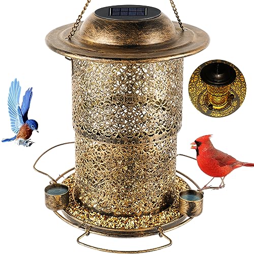 Solar Bird Feeders for Outside Clearance,Extended 5LB Large Capacity Metal ...