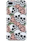 iPhone 7 Plus Case, iPhone 8 Plus Case, Dimaka Skull Flower Mix Vintage Stylish Case [Shock Proof][Floral Pattern] 2 Layer Parts Hybrid Cover for iPhone 7 Plus and iPhone 8 Plus (Skeleton)