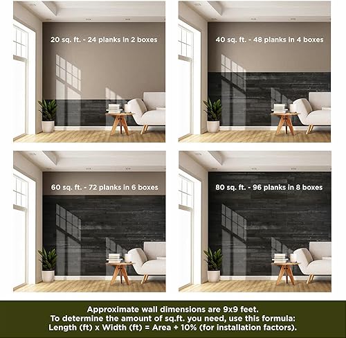 Miniatura 6 de Tablas Shiplap para pared Tablones de madera recuperada para decoración de granja 12 tablones de madera de granero pintados de negro – bricolaje