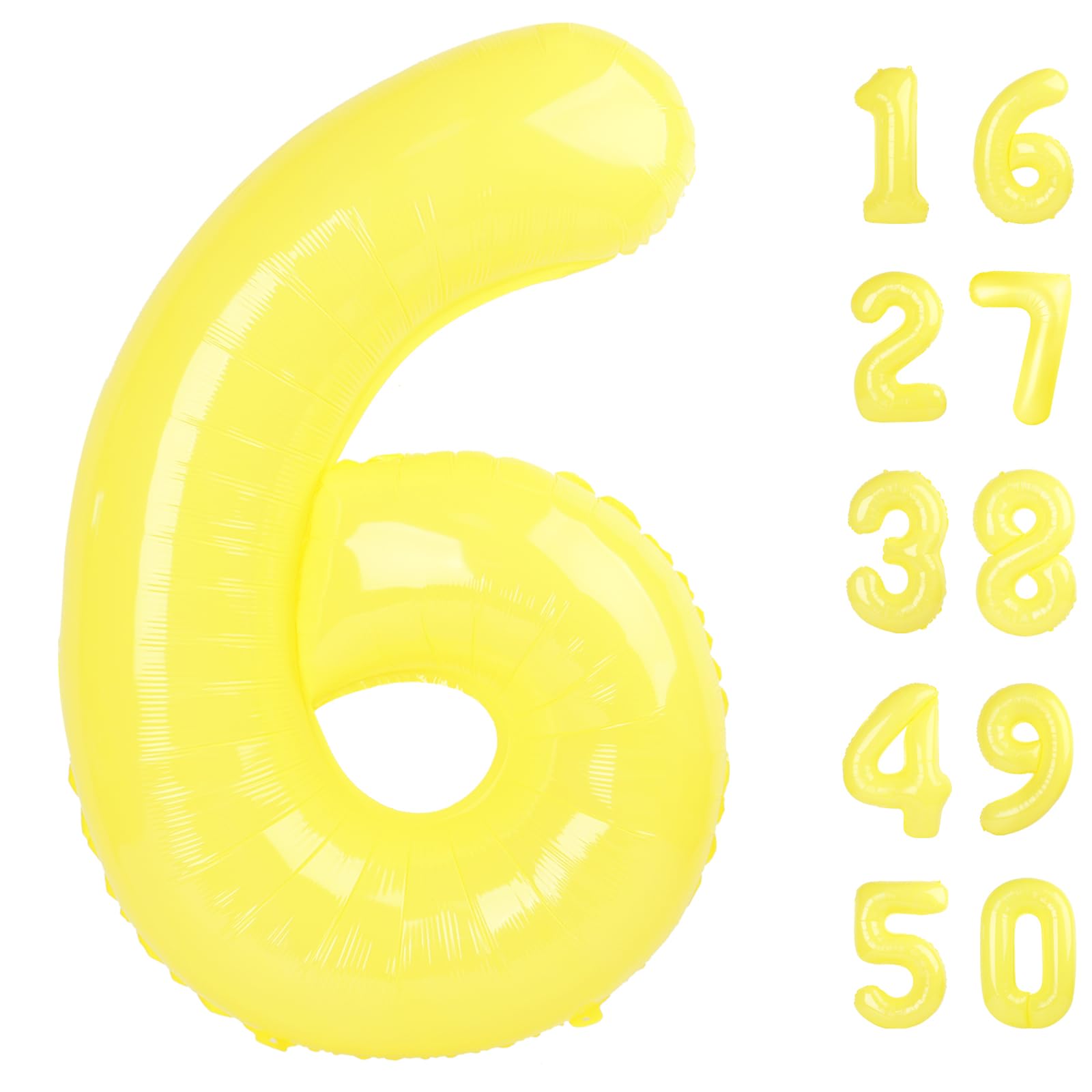 Kelfuoya Macaron Yellow Number 6 Foil Balloon | Giant 40 Inch Birthday Party Decor - main product image