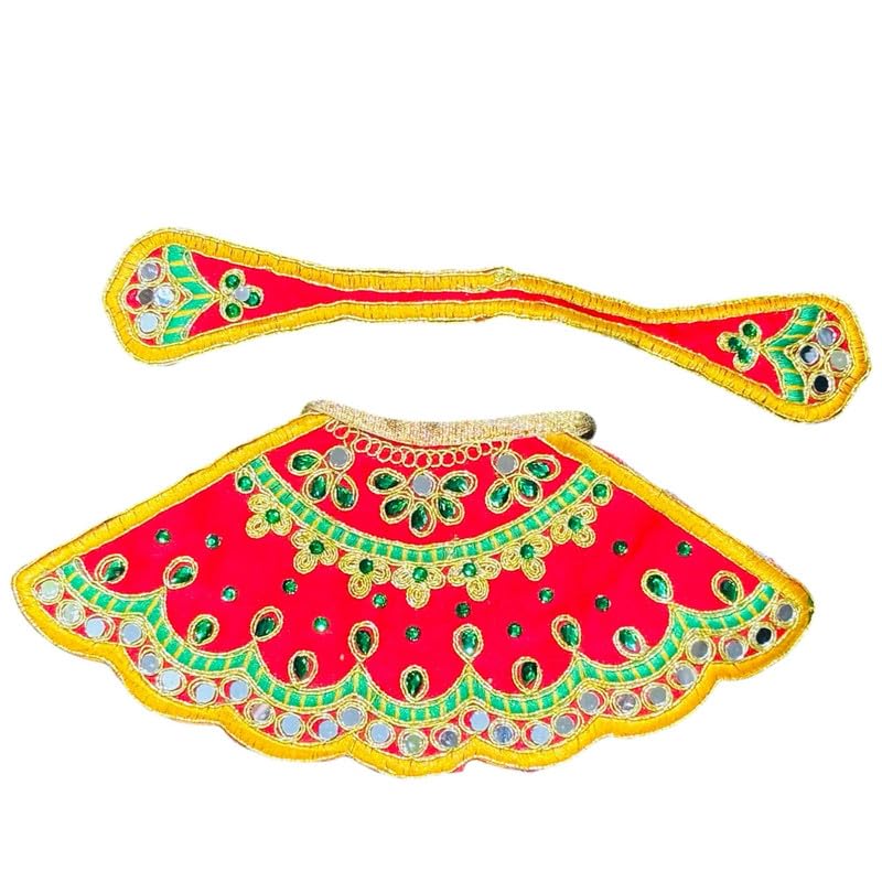 / MATA Rani Chunri Patka Dress/Lehenga Patka Poshak for Durga Ji, Laxmi, Sarswati,Parvati Ji/Multicolour / 1Pcs / Size: 4inch RK_1921