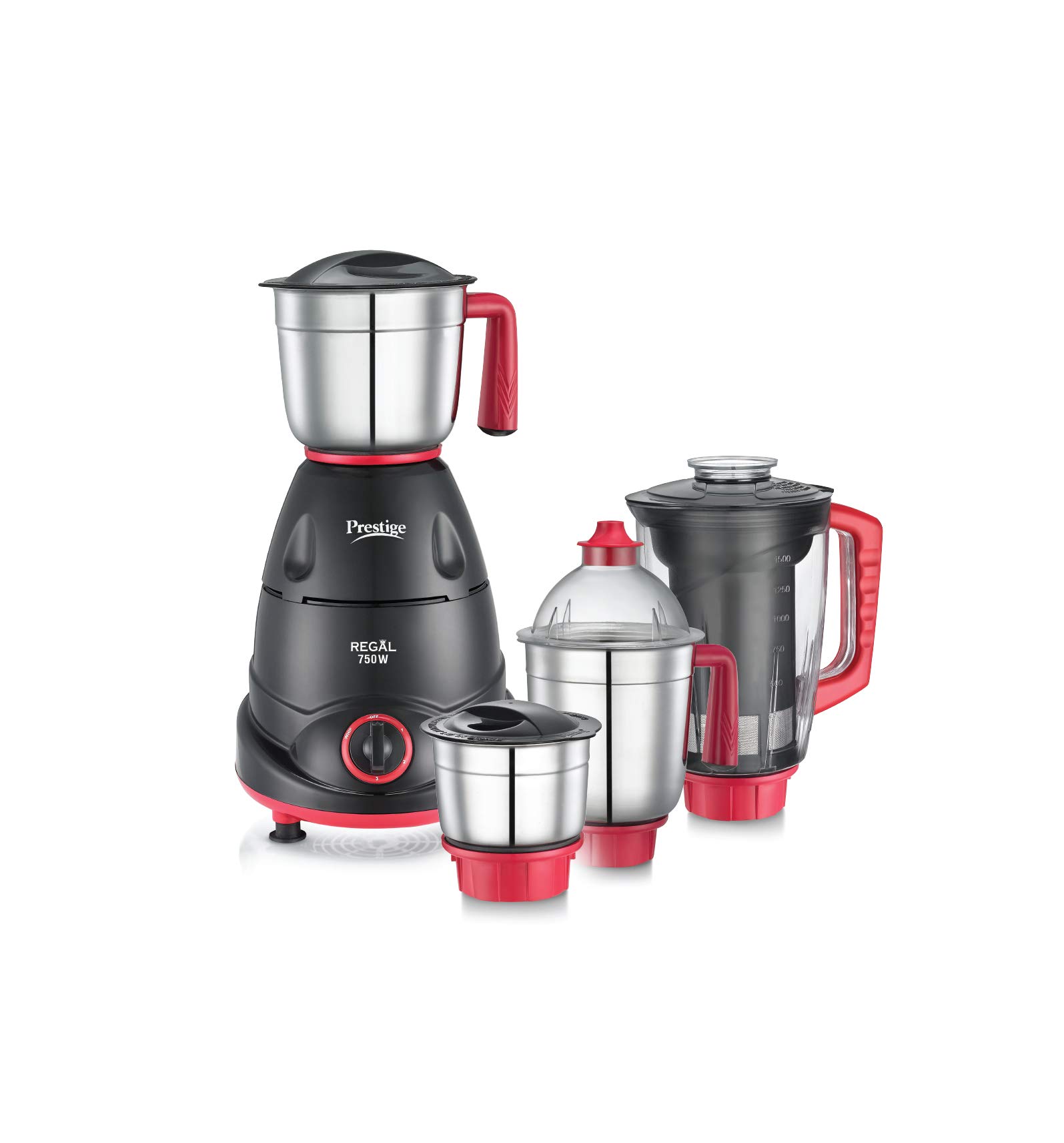 Prestige 750 Watts Regal Mixer Grinder with 4 Jars (3 Stainless Steel Jars + 1 Juicer Jar)| Black (B0865XBM7T) Amazon Price History, Amazon Price Tracker