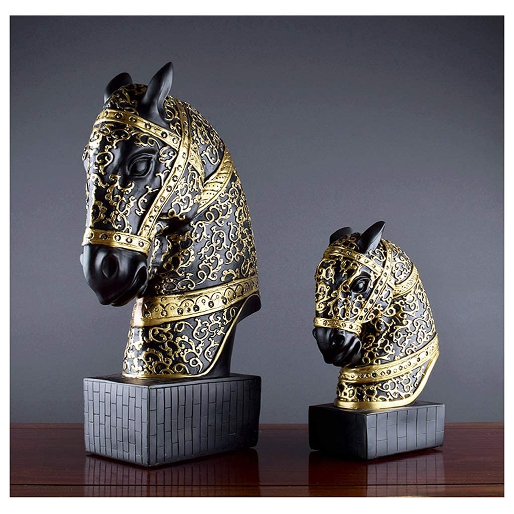 Statuetta Scultura Testa di Cavallo Oggetti in Resina per libreria Ufficio Soggiorno Accessori per la Decorazione del Desktop di casa Opere d'Arte squisite (Size : Small) Ornamenti