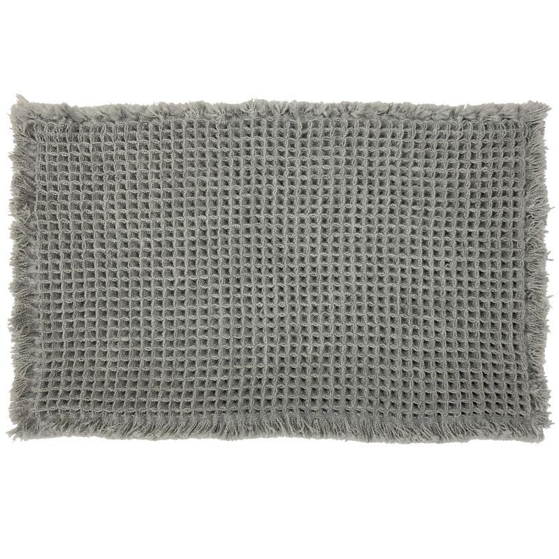 AIBIIN 18"x30" Dark Grey Waffle Bath Mat Super Absorbent Non Slip Bathroom Rug Machine Washable Rubber Backed Bath Mats for Living Room Bathroom Doormat