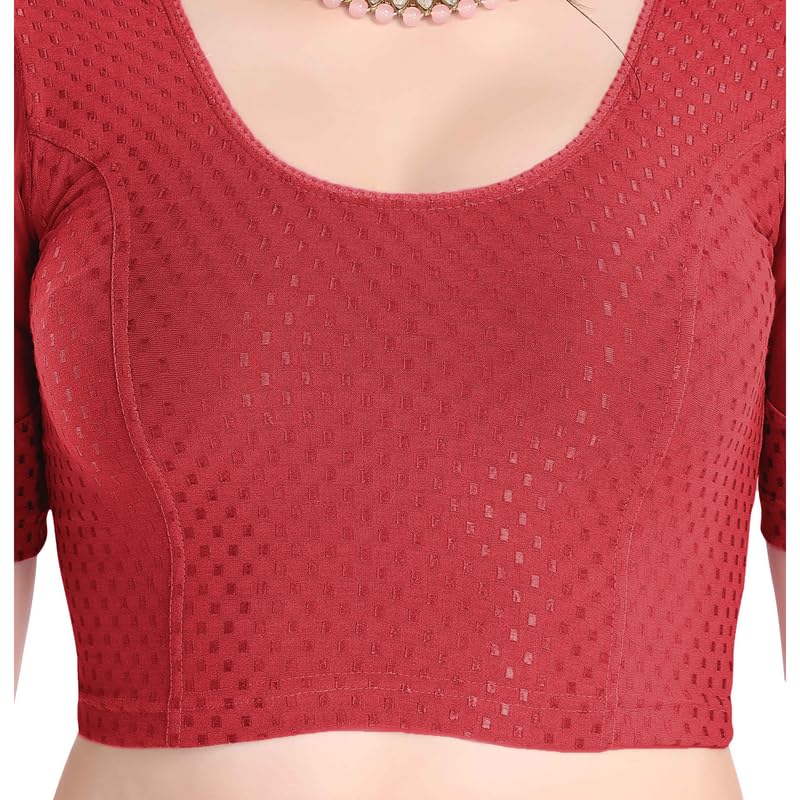Image of FINESTFIT Stay On Trend Fashion 100% Cotton Readymade Blouses for Women,Round Neckline with Organza Balloon Sleeves.