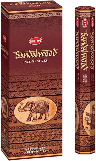 Encens Bois de Santal HEM - 120 Bâtons Roulés à la Main en Inde